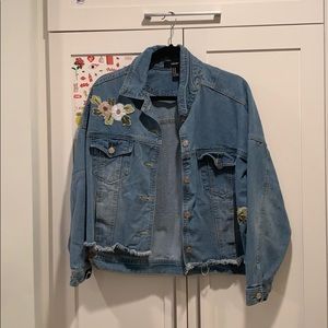 Denim Jacket with embroidery flowers